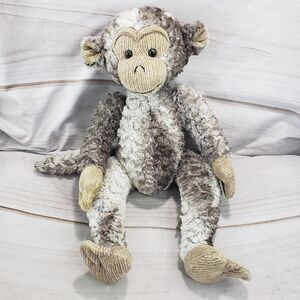 Burton + Burton Frosted Monkey Plush Stuffed Toy Chenille Knit Face Hands 16 In